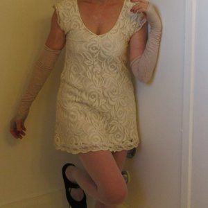 LoveFIRE White Lace Mini Dress, Size S